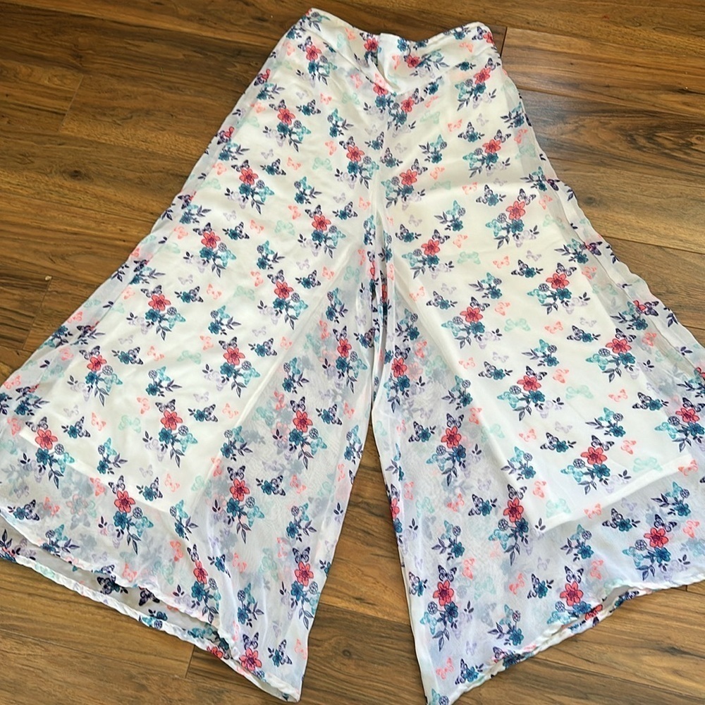 🔥White BoHo floral, print paint skirt size small stretch waist - Picture 6 of 11